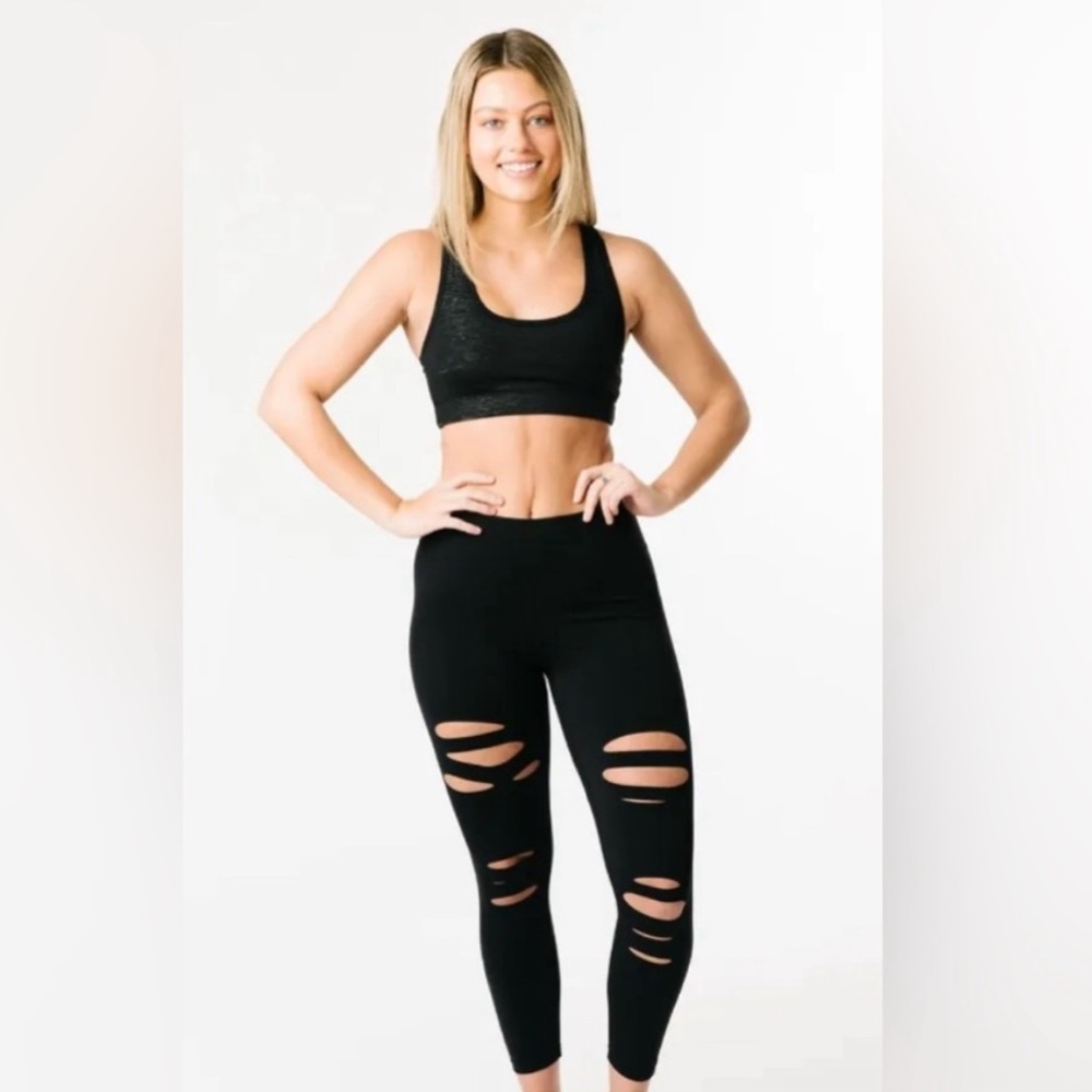 ZYIA Black Slash Hi-Rise Luxe Leggings